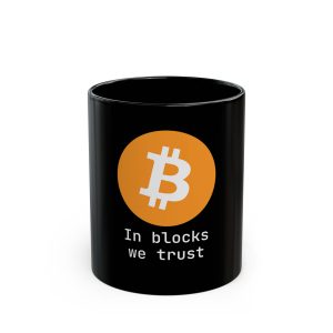 "In blocks we trust" Black Mug